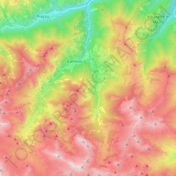 Topografisk kort Marmora, højde, terræn