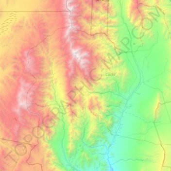 Topografisk kort Municipio de Cachi, højde, terræn