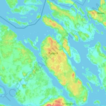 Topografisk kort Tosterö, højde, terræn