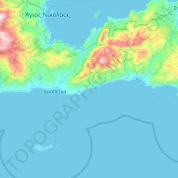 Topografisk kort Provinz Ierapetra, højde, terræn