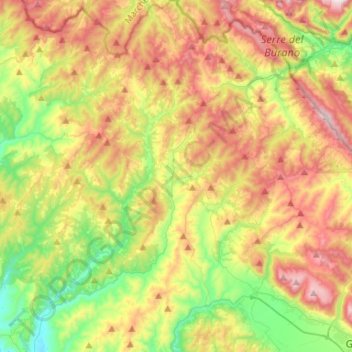 Topografisk kort Pietralunga, højde, terræn
