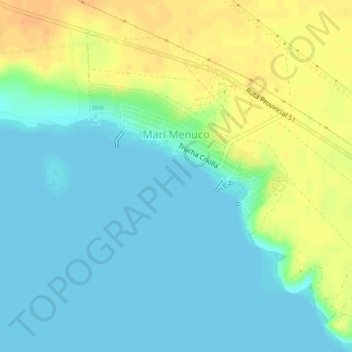 Topografisk kort Club Náutico Mari Menuco, højde, terræn