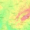 Topografisk kort Tennessee, højde, relief