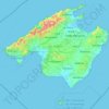 Topografisk kort Mallorca, højde, relief