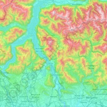 Topografisk kort Lecco, højde, terræn