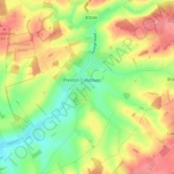 Topografisk kort Preston Candover, højde, terræn