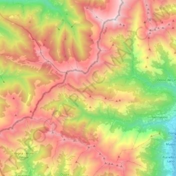 Topografisk kort Gravedona ed Uniti, højde, terræn