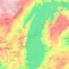 Topografisk kort Lake Michigan, højde, relief