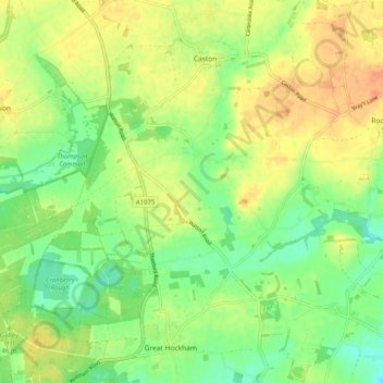 Topografisk kort Stow Bedon, højde, terræn