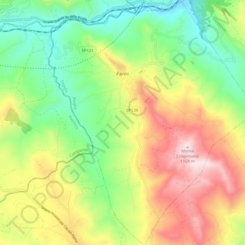 Topografisk kort Panni, højde, terræn