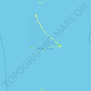 Topografisk kort Tarawa Te Inainano, højde, terræn