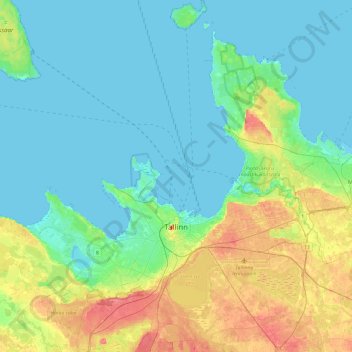 Topografisk kort Tallinn, højde, terræn