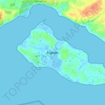 Topografisk kort Kegnæs, højde, terræn