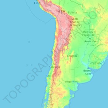 Topografisk kort Región de Valparaíso, højde, relief
