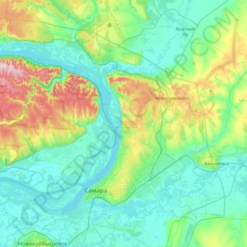 Topografisk kort Samara, højde, terræn
