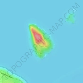 Topografisk kort Isla Huemul, højde, terræn