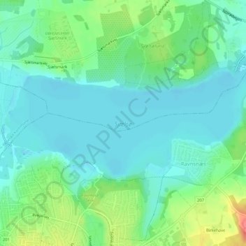 Topografisk kort Sjælsø, højde, terræn