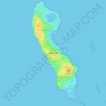 Topografisk kort Nekselø, højde, terræn