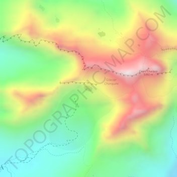 Topografisk kort Laguna Charquini, højde, terræn