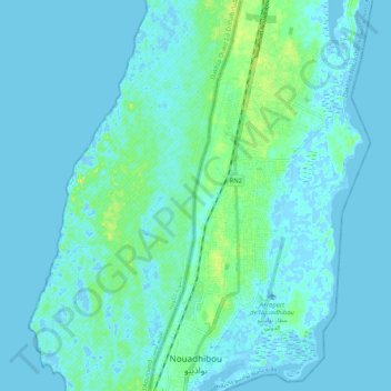 Topografisk kort Nouadhibou, højde, terræn