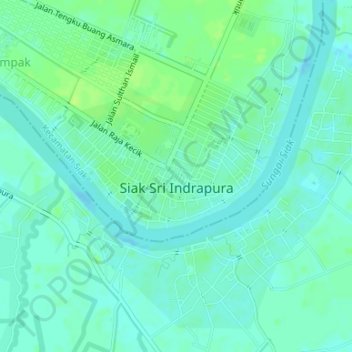 Topografisk kort Siak Sri Indrapura, højde, terræn