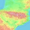 Topografisk kort Pyrenæerne, højde, relief