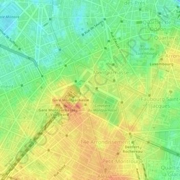 Topografisk kort Square Gaston Baty, højde, terræn