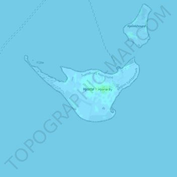 Topografisk kort Hjortø, højde, terræn