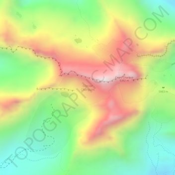 Topografisk kort Glaciar Charquini, højde, terræn