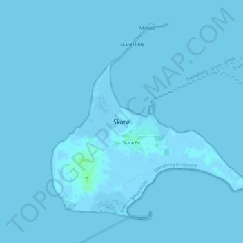 Topografisk kort Skarø, højde, terræn