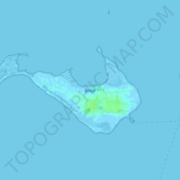 Topografisk kort Drejø, højde, terræn