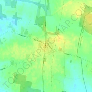 Topografisk kort Lyne, højde, terræn